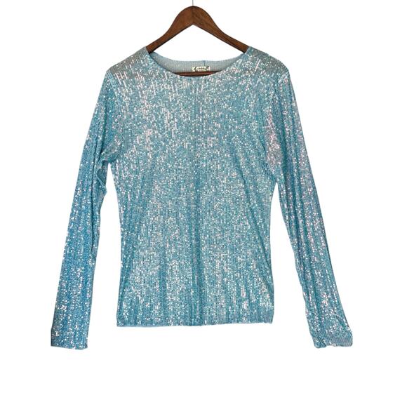 Free People Tops - Free people sequin blue top Cottagecore fairy grunge L